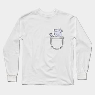 Happy anime kitten in pocket Long Sleeve T-Shirt